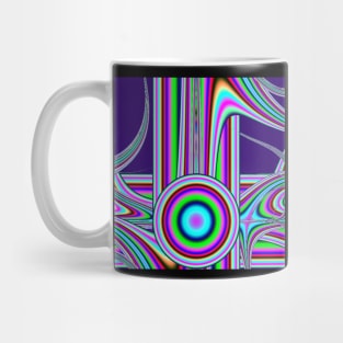 Trippy Multicolor Striped Circle and Curves Fractal Design Mug